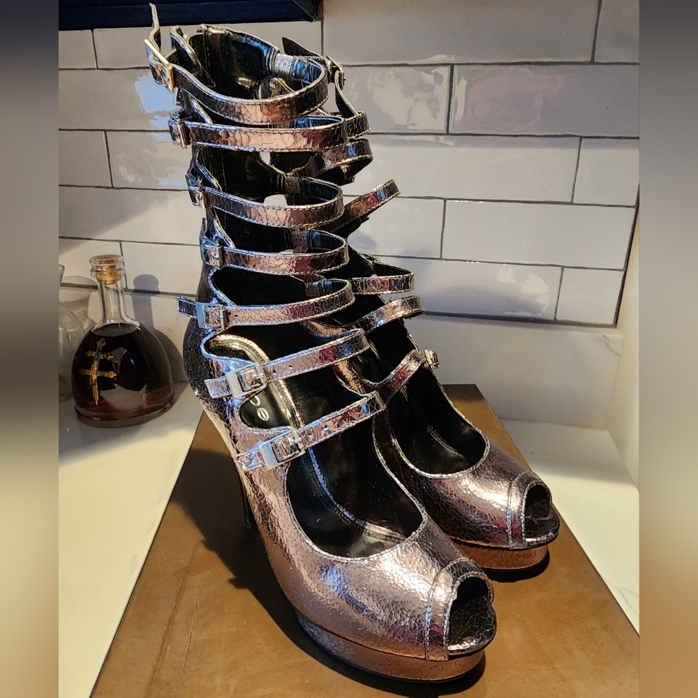 bebe Metallic Strappy Sandals